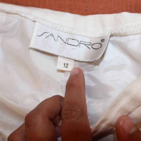 Sandro Vintage White Linen High Rise Straight Leg Trousers Pants Women's Size 12 - Picture 9 of 15